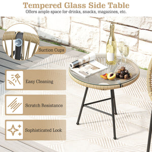 Constructed with sturdy steel pipe featuring high solidness and stability while also being waterproof <br>Made of high-quality plastic rope which has excellent weather resistance and is suitable for outdoor use <br>Chairs with ergonomic backrest for ultra