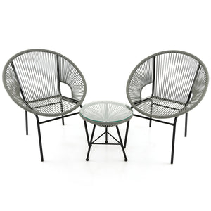 Constructed with sturdy steel pipe featuring high solidness and stability while also being waterproof <br>Made of high-quality plastic rope which has excellent weather resistance and is suitable for outdoor use <br>Chairs with ergonomic backrest for ultra