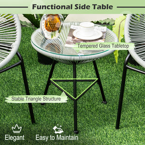 Constructed with sturdy steel pipe featuring high solidness and stability while also being waterproof <br>Made of high-quality plastic rope which has excellent weather resistance and is suitable for outdoor use <br>Chairs with ergonomic backrest for ultra