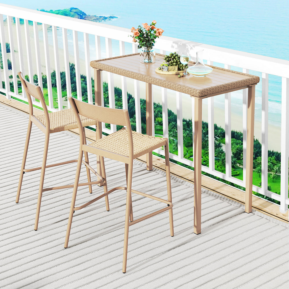 Rattan seat is breathable and easy-to-maintain<br>Metal supporting frame is sturdy and non-deformable<br>Slanted backrest and footrest offers a comfy sitting experience<br>Stackable design allows for compact storage<br>Featuring non-slip foot pads to prot
