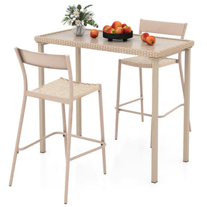 Rattan seat is breathable and easy-to-maintain<br>Metal supporting frame is sturdy and non-deformable<br>Slanted backrest and footrest offers a comfy sitting experience<br>Stackable design allows for compact storage<br>Featuring non-slip foot pads to prot