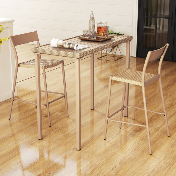 Rattan seat is breathable and easy-to-maintain<br>Metal supporting frame is sturdy and non-deformable<br>Slanted backrest and footrest offers a comfy sitting experience<br>Stackable design allows for compact storage<br>Featuring non-slip foot pads to prot