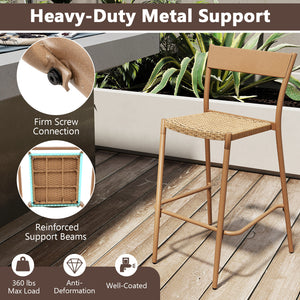 Rattan seat is breathable and easy-to-maintain<br>Metal supporting frame is sturdy and non-deformable<br>Slanted backrest and footrest offers a comfy sitting experience<br>Stackable design allows for compact storage<br>Featuring non-slip foot pads to prot