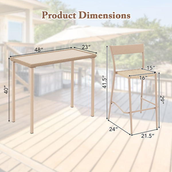 Rattan seat is breathable and easy-to-maintain<br>Metal supporting frame is sturdy and non-deformable<br>Slanted backrest and footrest offers a comfy sitting experience<br>Stackable design allows for compact storage<br>Featuring non-slip foot pads to prot