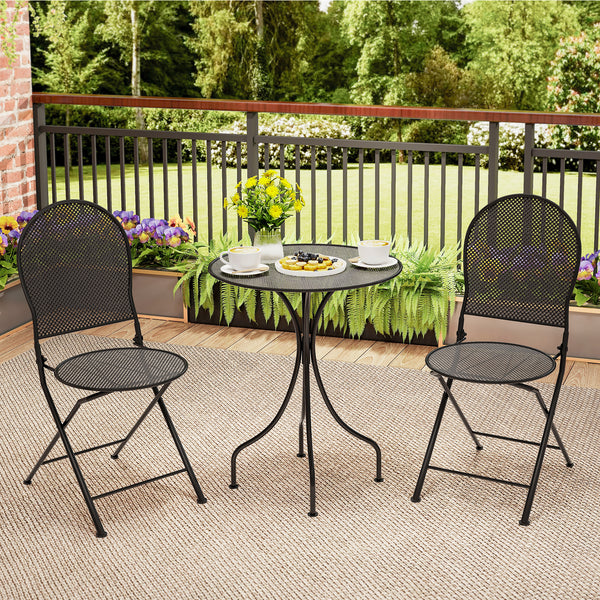 Crafted with a powder-coated metal frame for enhanced durability<br>Supports up to 330 lbs per chair  110 lbs for the table<br>Curved table legs provide robust support and stability<br>Chairs feature a sturdy X-shaped structure for optimal support<br>Ergo