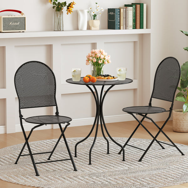 Crafted with a powder-coated metal frame for enhanced durability<br>Supports up to 330 lbs per chair  110 lbs for the table<br>Curved table legs provide robust support and stability<br>Chairs feature a sturdy X-shaped structure for optimal support<br>Ergo