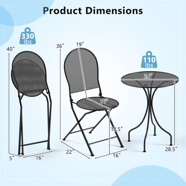 Crafted with a powder-coated metal frame for enhanced durability<br>Supports up to 330 lbs per chair  110 lbs for the table<br>Curved table legs provide robust support and stability<br>Chairs feature a sturdy X-shaped structure for optimal support<br>Ergo