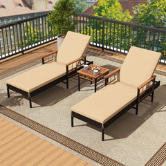 Â Relax at ideal angles with 4-level adjustable backrests<br>Â High-quality PE rattan ensures durability and beauty<br>Â Acacia wood for added sturdiness and elegance to the set<br>Â Soft cushions provide comfort because of fixing ties<br>Â Zip covers mak