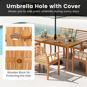 Provide sufficient space for a 6-person dinner party or gathering<br>Support DIY painting for creative and customizable appearance<br>Made from high-hardness acacia wood for reliable durability<br>Rest assured to use thanks to the splinter-free surface<br