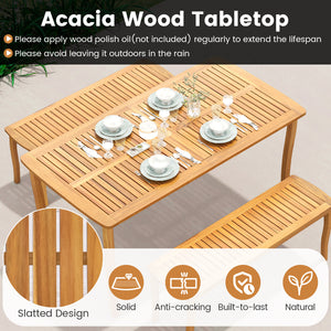 Provide sufficient space for a 6-person dinner party or gathering<br>Support DIY painting for creative and customizable appearance<br>Made from high-hardness acacia wood for reliable durability<br>Rest assured to use thanks to the splinter-free surface<br