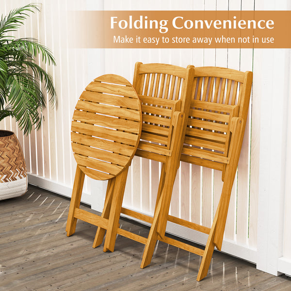 Smooth to the touch thanks to its splinter-free surface of acacia wood<br>Add a touch of natural beauty to your outdoor space<br>Please regularly oil the wood surface for optimal maintenance<br>The folding design makes it easy to store away when not in us
