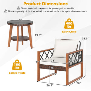 Back and seat cushions filled with soft sponge for added comfort<br>Smooth zippers make it easy to detach and wash the cushion covers<br>Selected acacia wood for sturdy construction and natural beauty<br>Built for lasting use with hand-woven and sun-proof