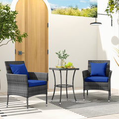 Sun-protective and fade-resistant PE rattan for outdoor durability<br>Stable metal frame for sturdy construction<br>Each chair holds up to 400 lbs and the side table supports 100 lbs<br>Reinforced circular ring and adjustable foot pads for extra stability