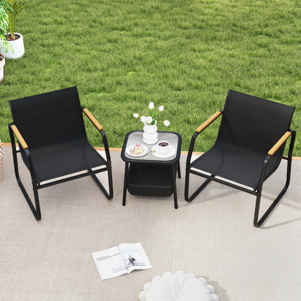 Offer ergonomic comfort with a 105Â° inclined backrest<br>The 21" wide seating area ensures ample seating space<br>Plastic wood armrests for extra coziness and elegance<br>Breathable mesh fabric keeps you cool in summer<br>Fade-resistant and wear-resistan