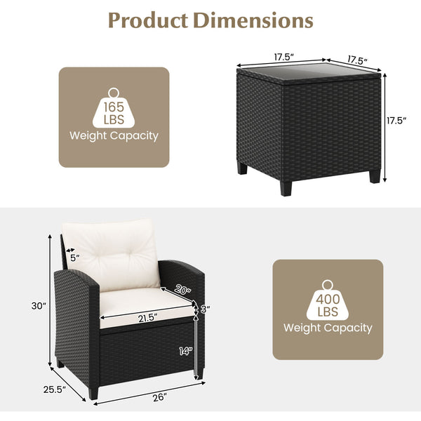 Made of quality PE rattan for long-lasting durability and wear resistance<br>Heavy-duty metal frame ensures sturdy construction<br>Tempered glass tabletop ensures safety while ensuring easy cleaning<br>The side table makes different items within reach <br