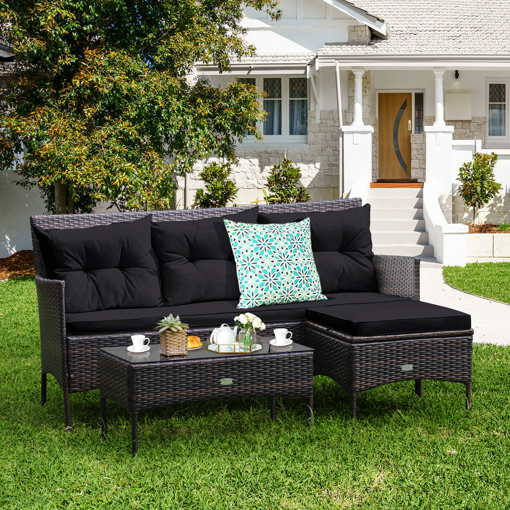 Sturdy steel frame ensures strong weight capacity <br>Premium rattan with all-weather resistance for long-time use <br>Cozy seat with high backrest and soft armrest offers comfort <br>High density cushion with removable cover makes maintenance easier <br>