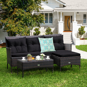 Sturdy steel frame ensures strong weight capacity <br>Premium rattan with all-weather resistance for long-time use <br>Cozy seat with high backrest and soft armrest offers comfort <br>High density cushion with removable cover makes maintenance easier <br>