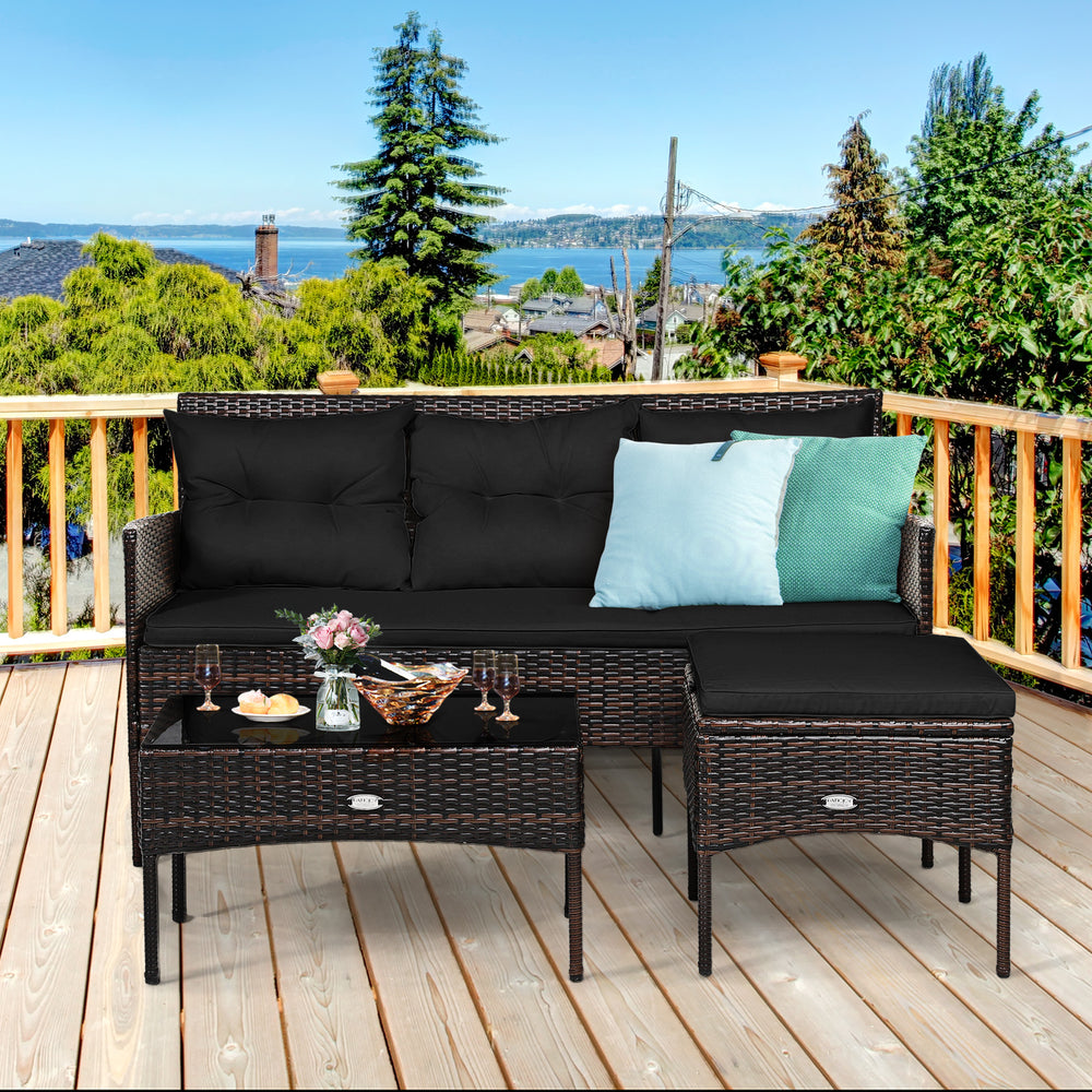 Sturdy steel frame ensures strong weight capacity <br>Premium rattan with all-weather resistance for long-time use <br>Cozy seat with high backrest and soft armrest offers comfort <br>High density cushion with removable cover makes maintenance easier <br>
