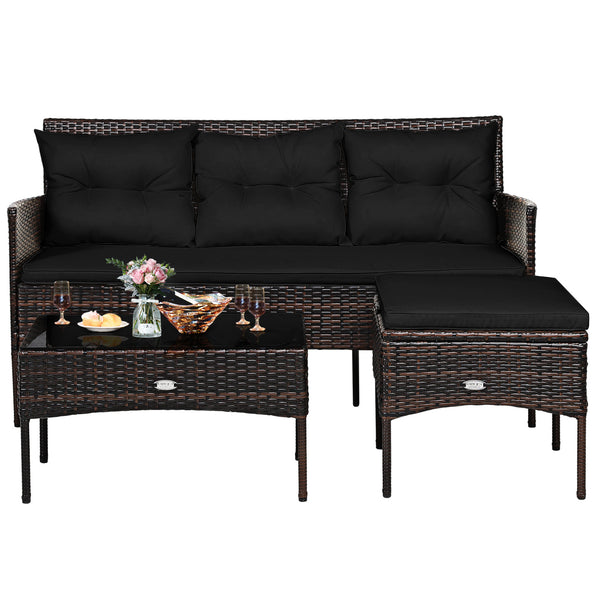 Sturdy steel frame ensures strong weight capacity <br>Premium rattan with all-weather resistance for long-time use <br>Cozy seat with high backrest and soft armrest offers comfort <br>High density cushion with removable cover makes maintenance easier <br>