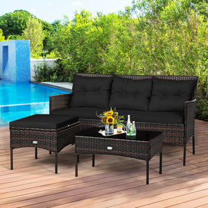 Sturdy steel frame ensures strong weight capacity <br>Premium rattan with all-weather resistance for long-time use <br>Cozy seat with high backrest and soft armrest offers comfort <br>High density cushion with removable cover makes maintenance easier <br>