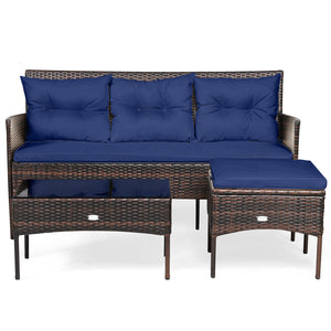Sturdy steel frame ensures strong weight capacity <br>Premium rattan with all-weather resistance for long-time use <br>Cozy seat with high backrest and soft armrest offers comfort <br>High density cushion with removable cover makes maintenance easier <br>