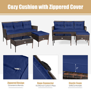 Sturdy steel frame ensures strong weight capacity <br>Premium rattan with all-weather resistance for long-time use <br>Cozy seat with high backrest and soft armrest offers comfort <br>High density cushion with removable cover makes maintenance easier <br>