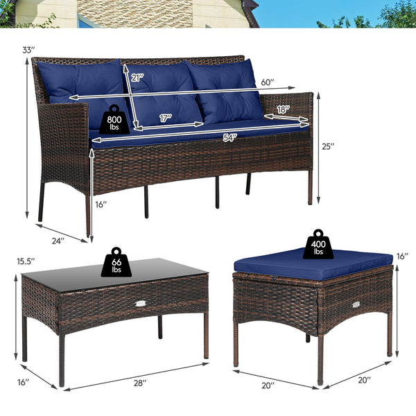 Sturdy steel frame ensures strong weight capacity <br>Premium rattan with all-weather resistance for long-time use <br>Cozy seat with high backrest and soft armrest offers comfort <br>High density cushion with removable cover makes maintenance easier <br>