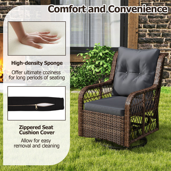 Effortless adjust your seating position to face any direction with 360Â° rotation<br>Ensure a fluid  back-and-forth movement for optimal relaxation with smooth rocking<br>The high-density sponges offer ultimate coziness for long periods of seating<br>Allo