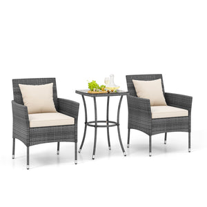 Sun-protective and fade-resistant PE rattan for outdoor durability<br>Stable metal frame for sturdy construction<br>Each chair holds up to 400 lbs and the side table supports 100 lbs<br>Reinforced circular ring and adjustable foot pads for extra stability