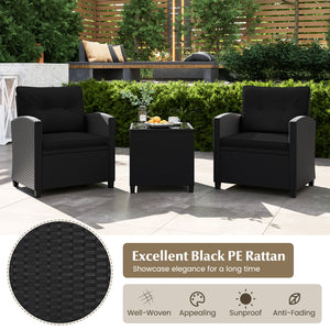 Made of quality PE rattan for long-lasting durability and wear resistance<br>Heavy-duty metal frame ensures sturdy construction<br>Tempered glass tabletop ensures safety while ensuring easy cleaning<br>The side table makes different items within reach <br