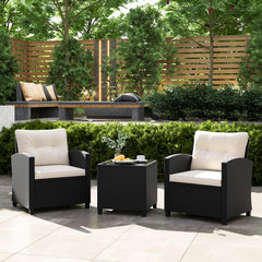 Made of quality PE rattan for long-lasting durability and wear resistance<br>Heavy-duty metal frame ensures sturdy construction<br>Tempered glass tabletop ensures safety while ensuring easy cleaning<br>The side table makes different items within reach <br