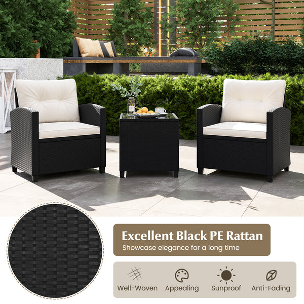 Made of quality PE rattan for long-lasting durability and wear resistance<br>Heavy-duty metal frame ensures sturdy construction<br>Tempered glass tabletop ensures safety while ensuring easy cleaning<br>The side table makes different items within reach <br