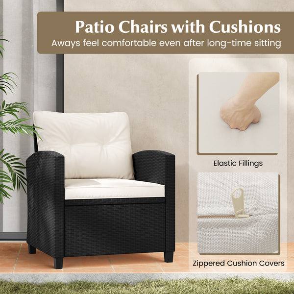 Made of quality PE rattan for long-lasting durability and wear resistance<br>Heavy-duty metal frame ensures sturdy construction<br>Tempered glass tabletop ensures safety while ensuring easy cleaning<br>The side table makes different items within reach <br
