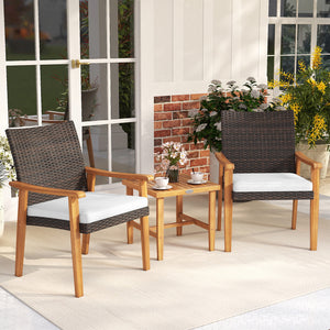 Ensure long-lasting beauty thanks to the sun-protective PE rattan<br>It also makes you feel cool and breathable for lasting comfort<br>The solid acacia wood frame offers stable support for long-term use<br>The splinter-free surface ensures a smooth and sa