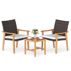 Ensure long-lasting beauty thanks to the sun-protective PE rattan<br>It also makes you feel cool and breathable for lasting comfort<br>The solid acacia wood frame offers stable support for long-term use<br>The splinter-free surface ensures a smooth and sa