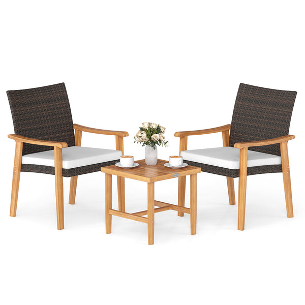 Ensure long-lasting beauty thanks to the sun-protective PE rattan<br>It also makes you feel cool and breathable for lasting comfort<br>The solid acacia wood frame offers stable support for long-term use<br>The splinter-free surface ensures a smooth and sa