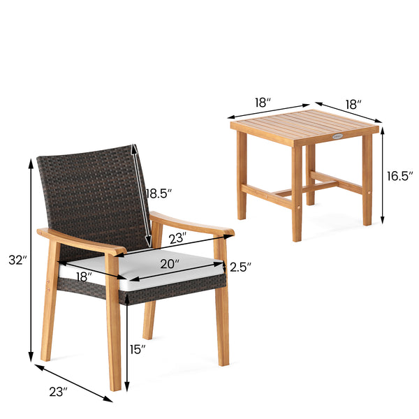 Ensure long-lasting beauty thanks to the sun-protective PE rattan<br>It also makes you feel cool and breathable for lasting comfort<br>The solid acacia wood frame offers stable support for long-term use<br>The splinter-free surface ensures a smooth and sa