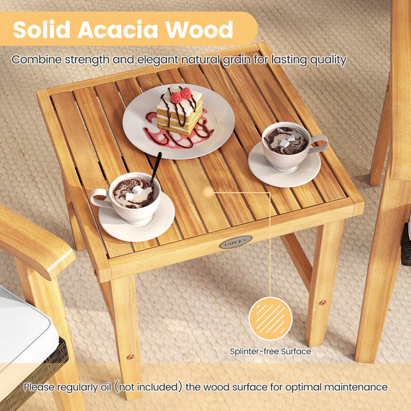 Ensure long-lasting beauty thanks to the sun-protective PE rattan<br>It also makes you feel cool and breathable for lasting comfort<br>The solid acacia wood frame offers stable support for long-term use<br>The splinter-free surface ensures a smooth and sa