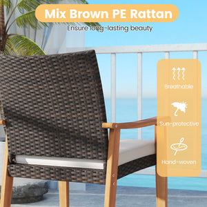 Ensure long-lasting beauty thanks to the sun-protective PE rattan<br>It also makes you feel cool and breathable for lasting comfort<br>The solid acacia wood frame offers stable support for long-term use<br>The splinter-free surface ensures a smooth and sa
