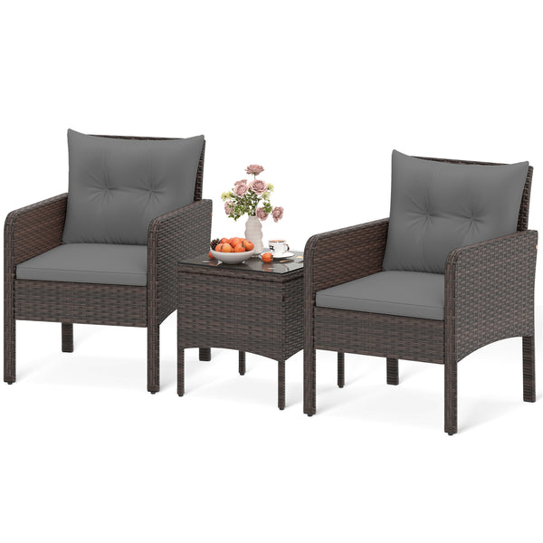 Â PE rattan is hand-woven for elegance and sun protection Â  <br>Â Soft cushions enhance seating comfort <br>Â Removable seat cushion covers for effortless cleaning <br>Â Each chair supports 400 lbs because of its strong metal frame <br>Â Adjustable foot 