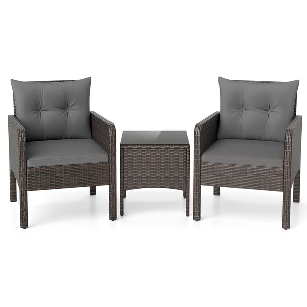 Â PE rattan is hand-woven for elegance and sun protection Â  <br>Â Soft cushions enhance seating comfort <br>Â Removable seat cushion covers for effortless cleaning <br>Â Each chair supports 400 lbs because of its strong metal frame <br>Â Adjustable foot 