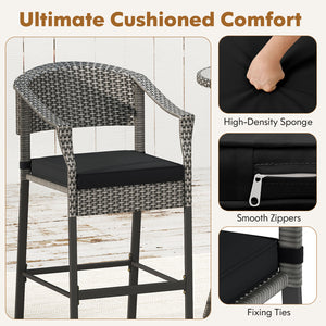 Hand-woven PE rattan for long-lasting use and much elegance<br>Seat cushions with soft fillings bring you optimal comfort<br>Zippered cushion covers are simple to detach and maintain<br>Fixing ties prevent the cushions from moving around<br>Reinforced met