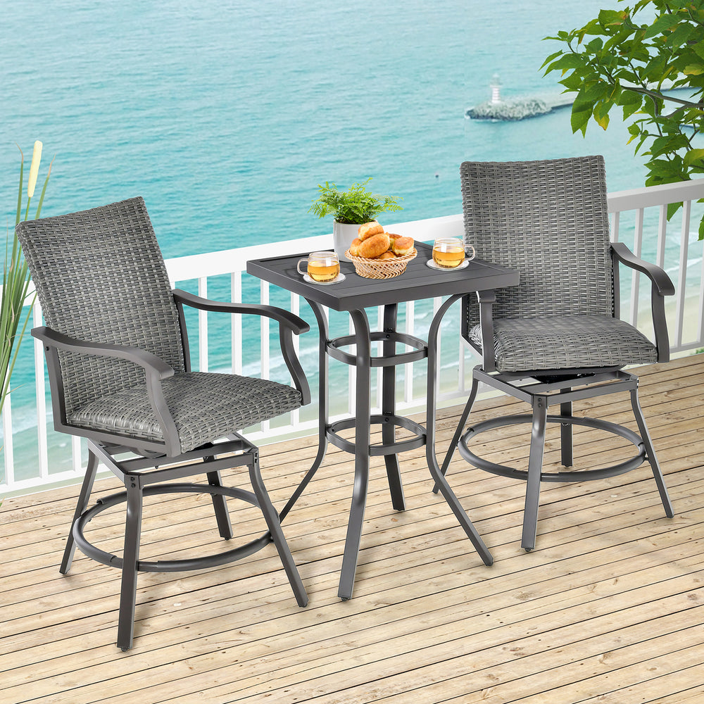 Will be shipped in 2 packages so the arriving time may be different<br>Seat cushion filled with 4D fiber is both quick-drying and comfortable  <br>Can be 360Â° swiveled for more convenience<br>Footrest with anti-slip mat relaxes your feet<br>Curved backre