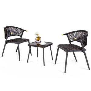 Quick dry foam ensures fast drying and comfort<br>Mix brown PE rattan adds elegance and durability<br>Sturdy metal frame supports heavy weight<br>Coffee table glass top secured by suction cups<br>PU rope woven back is stylish and breathable<br>Tempered gl