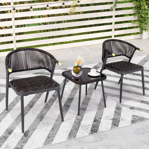 Quick dry foam ensures fast drying and comfort<br>Mix brown PE rattan adds elegance and durability<br>Sturdy metal frame supports heavy weight<br>Coffee table glass top secured by suction cups<br>PU rope woven back is stylish and breathable<br>Tempered gl