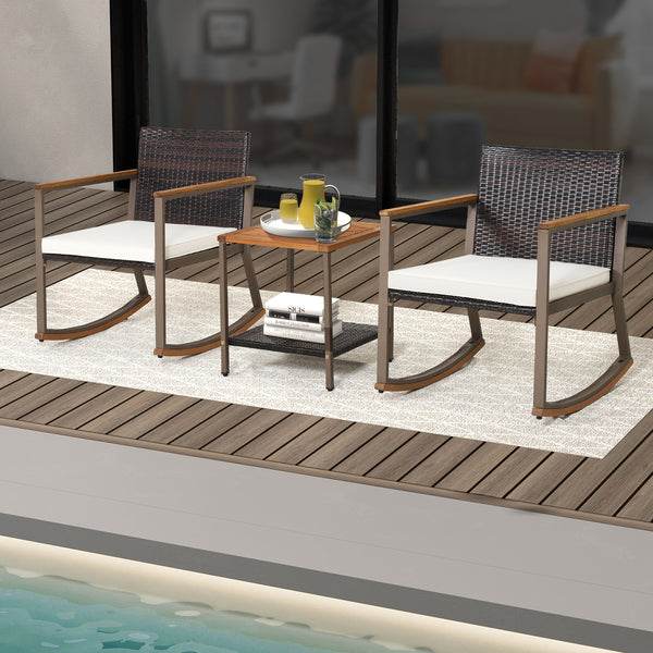 Gentle rocking function relieves your fatigue and stress<br>Comfortable to sit with ergonomic backrest and soft seat cushions<br>Smooth zippers for easy removal and maintenance of cushion cover<br>Hand-woven mix brown PE rattan is ideal for long-time outd