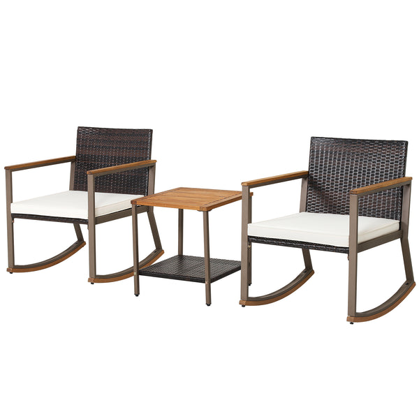 Gentle rocking function relieves your fatigue and stress<br>Comfortable to sit with ergonomic backrest and soft seat cushions<br>Smooth zippers for easy removal and maintenance of cushion cover<br>Hand-woven mix brown PE rattan is ideal for long-time outd