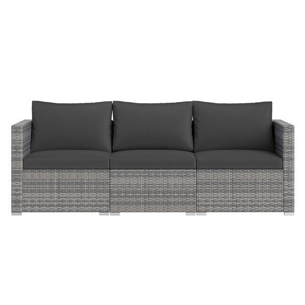 Hand-woven and sun-protective PE rattan for lasting use and beauty<br>Sponge-filled back and seat cushions offer additional coziness<br>Easy to remove and wash cushion covers with convenient zippers<br>Built-in armrests provide more support and relaxation