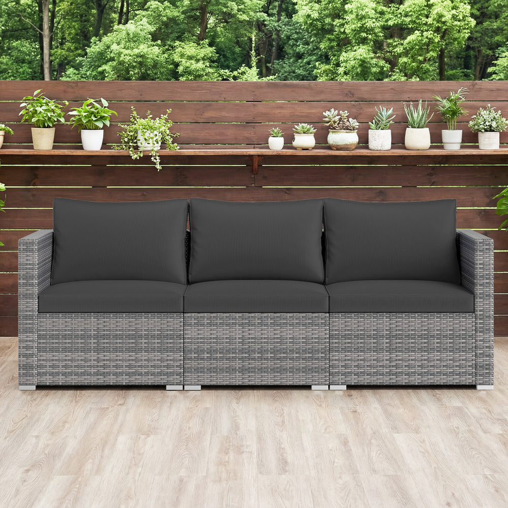 Hand-woven and sun-protective PE rattan for lasting use and beauty<br>Sponge-filled back and seat cushions offer additional coziness<br>Easy to remove and wash cushion covers with convenient zippers<br>Built-in armrests provide more support and relaxation