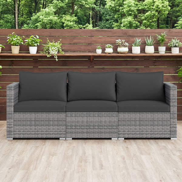 Hand-woven and sun-protective PE rattan for lasting use and beauty<br>Sponge-filled back and seat cushions offer additional coziness<br>Easy to remove and wash cushion covers with convenient zippers<br>Built-in armrests provide more support and relaxation